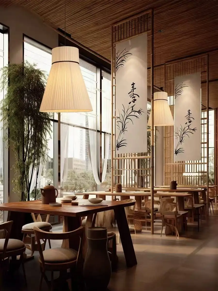 

Japanese Ancient Style Cloth Fabric Bucket Shaped LED Pendant Light Art Creative Lamp for Living Room Home Decoration Chandelier