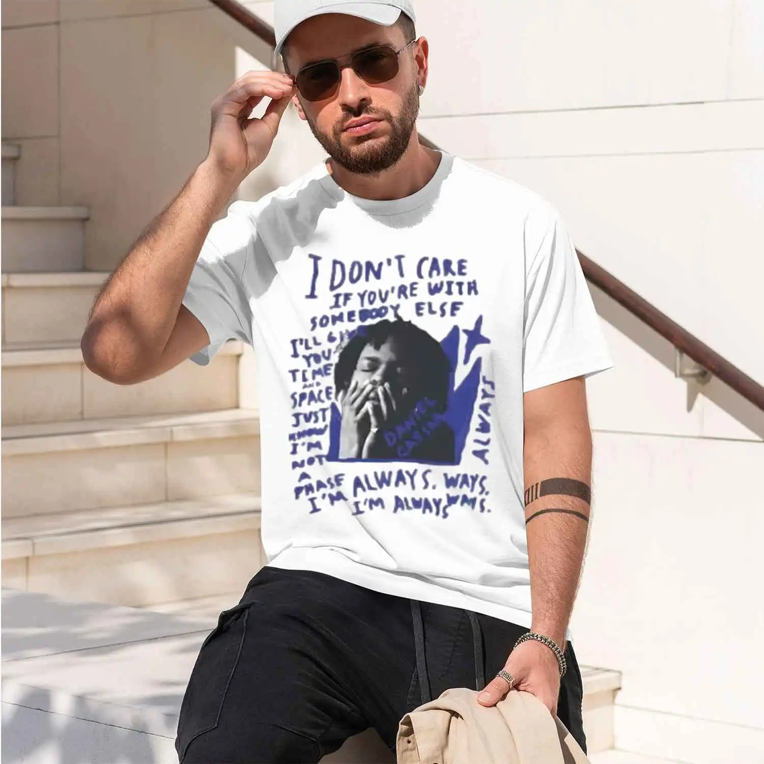 Casual Streetwear Style Men's T-Shirt I n't Care If 're Bitchy Or Not Pattern With Text And Portrait Graph Summer And Autumn Wea