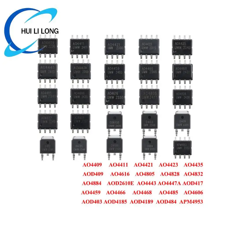 100Pcs/10pcs AO4409 AO4411 AO4421 AO4423 AO4435 AO4443 AO4447A AO4459 AO4466 AO4468 AO4485 AO4606 AO4616 AO4805 AO4828 AO4832