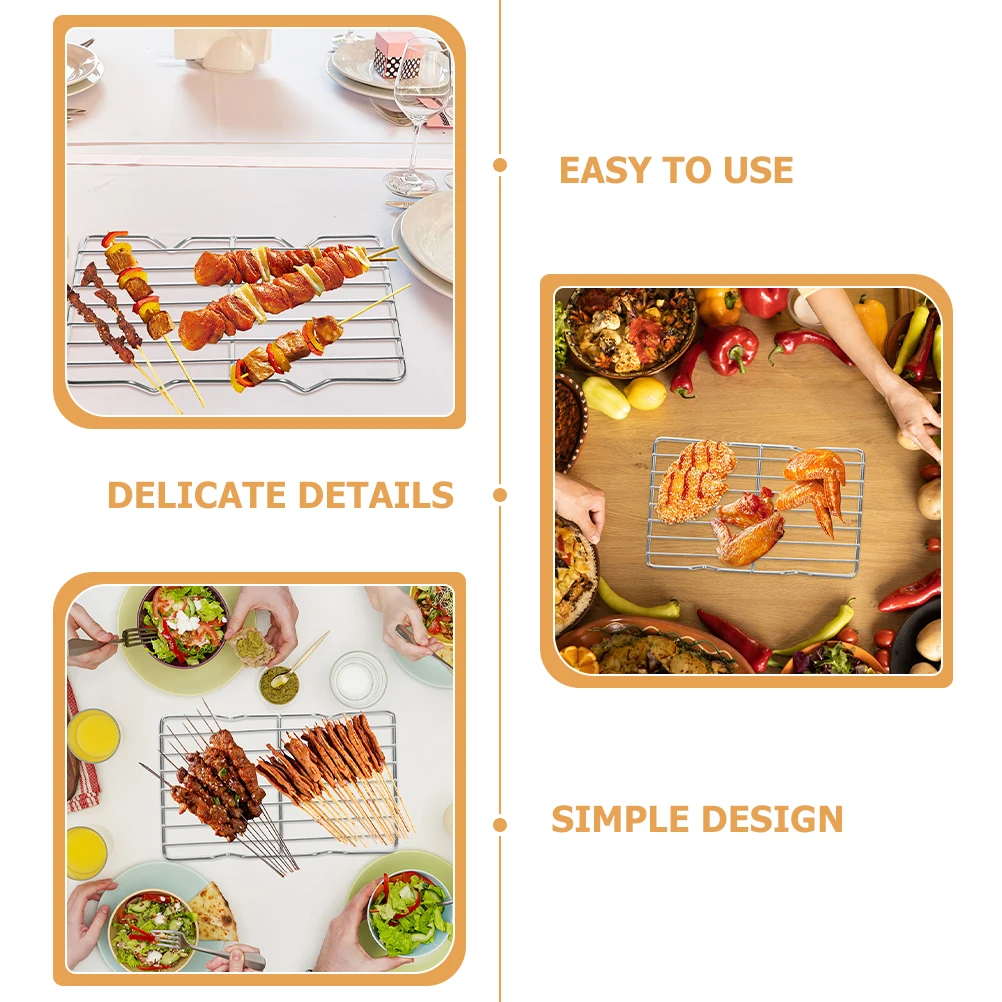 

Stainless Steel Grilling Rack 29x21cm Sturdy Multi-Use Roasting Cooling Baking Wire Rack for Cooking Bbq Meat Fish Vegetables