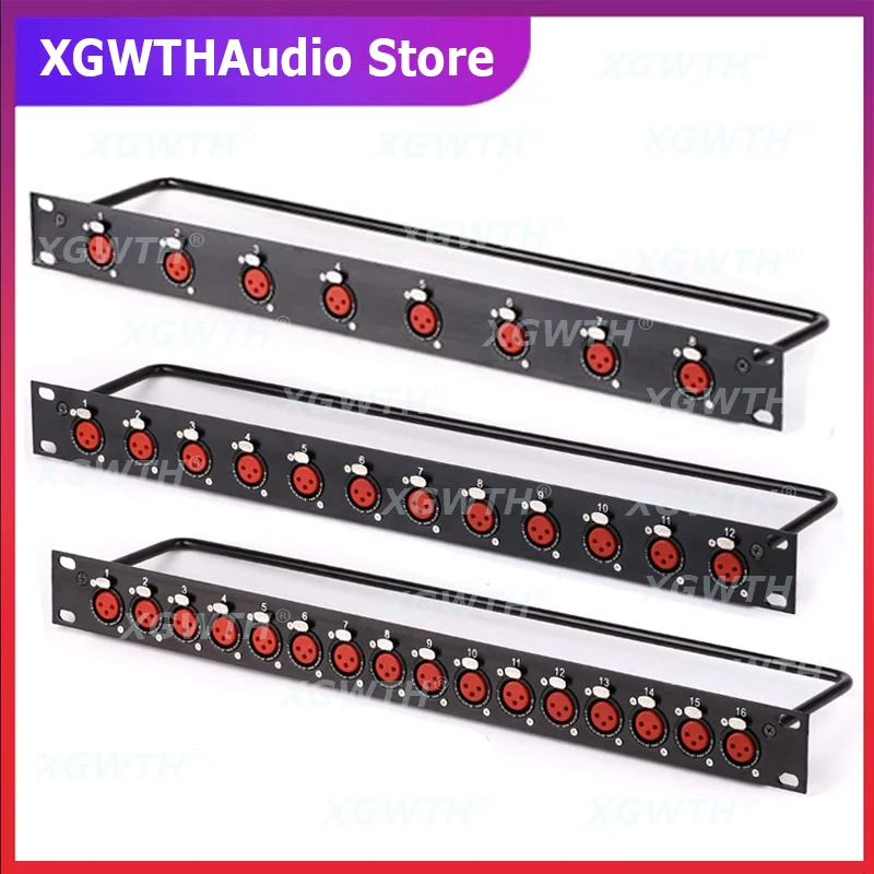 

Rack Patch Panel 8 12 16 Way XLR Female Canon Connnector 1U Flight Case Mount for Professional Loudspeaker Audio Cable Dj Mixer