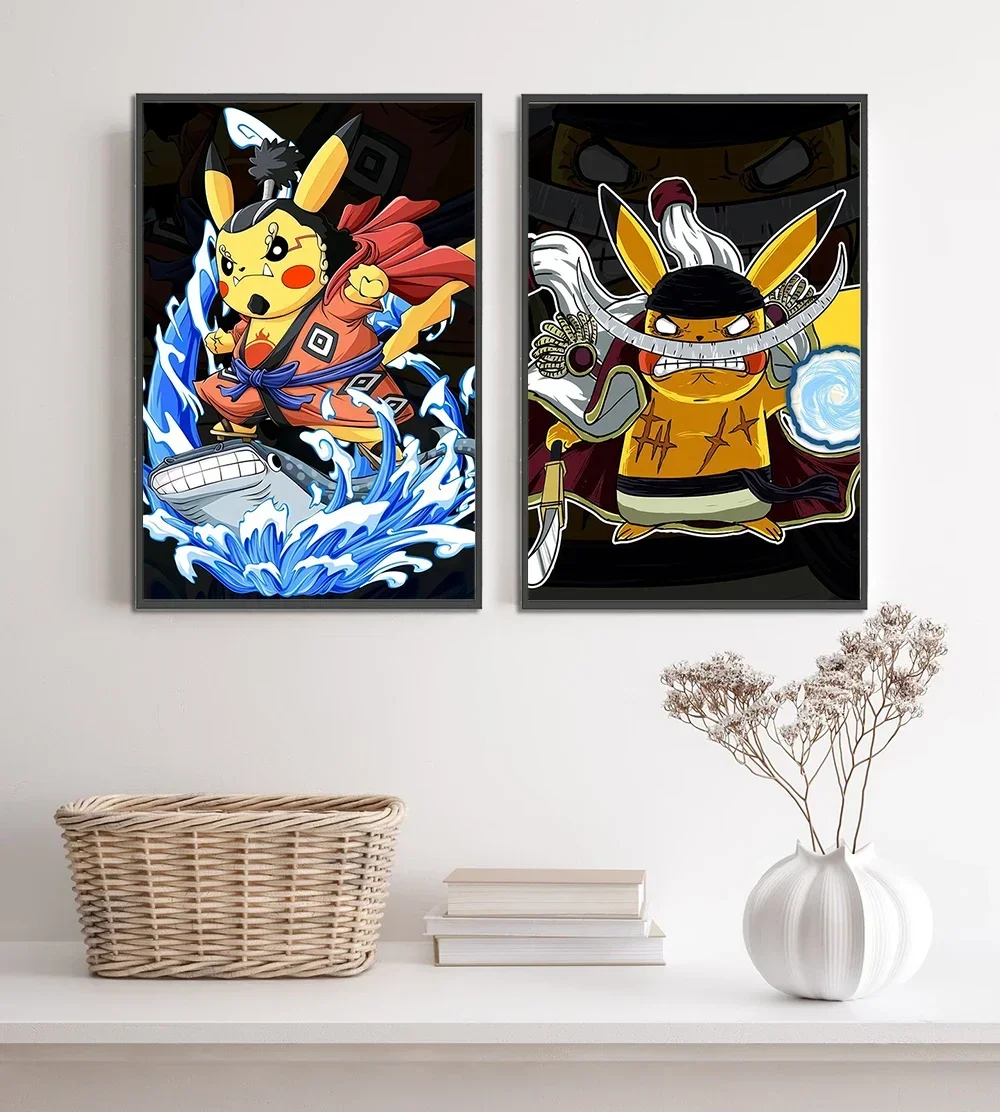 Pokemon Japanese Pikachu Anime Self-adhesive Poster Peripheral Poster Modern Room Decoration Charizard Painting Wallpaper Gift