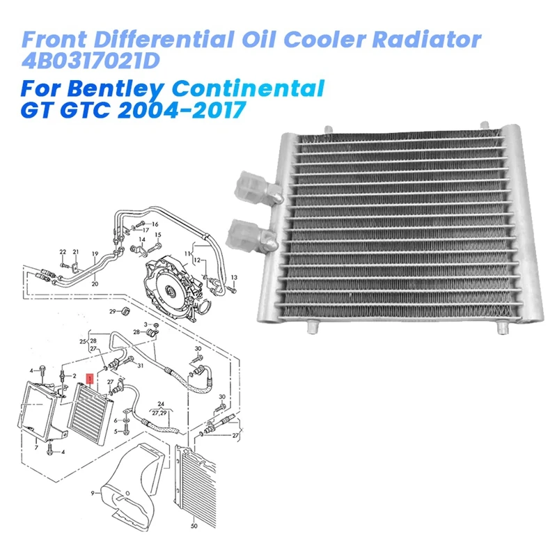 

Transmission Oil Cooler Radiator 4B0317021D For Bentley Flying Spur Continental GT GTC 2004-2017 Supercharge Intercooler