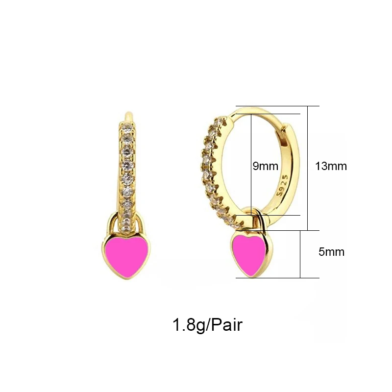 TIANDE Gold Color Heart Drop Earrings for Women Colorful Enamel Zircon Piercing Hoop Earrings 2023 Fashion Jewelry Accessories