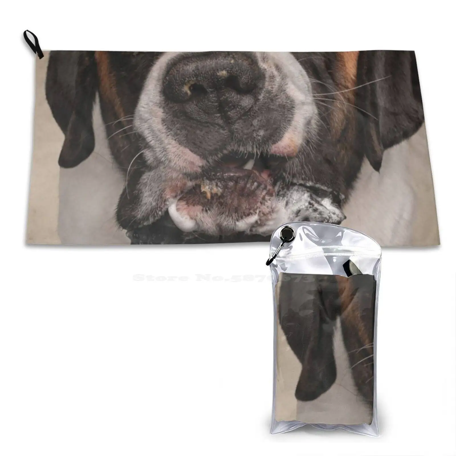 Personalized Soft Towel Home Outdoor Belinda Richards St Bernard Dog Funny Hilarious Drool Pet Photography