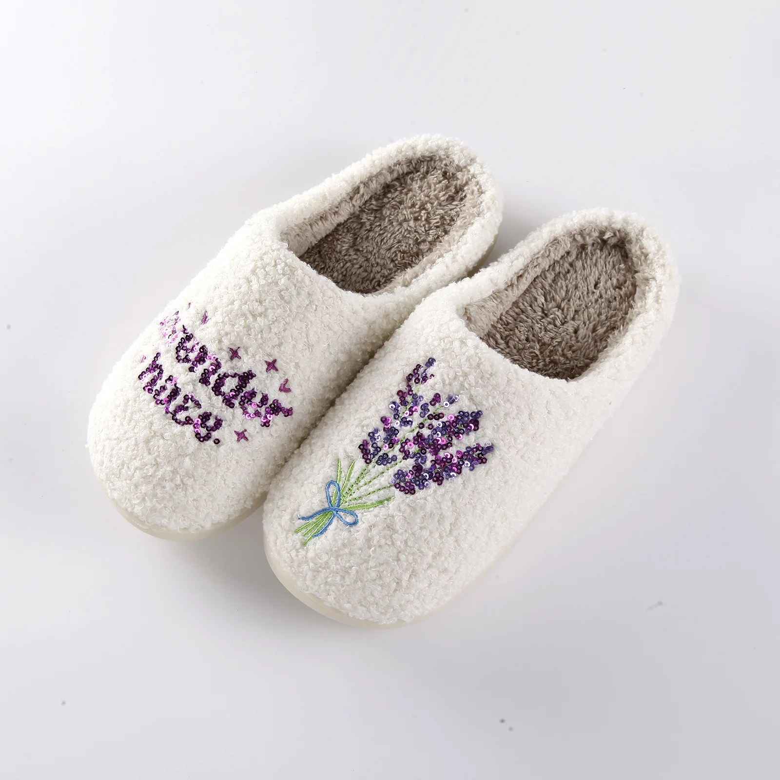 Women Warm Shoes 2023 Lavender Slippers Cozy Home Slippers Fleece Indoor Plush Slippers Memory Foam Non-slip Livingroom Shoe