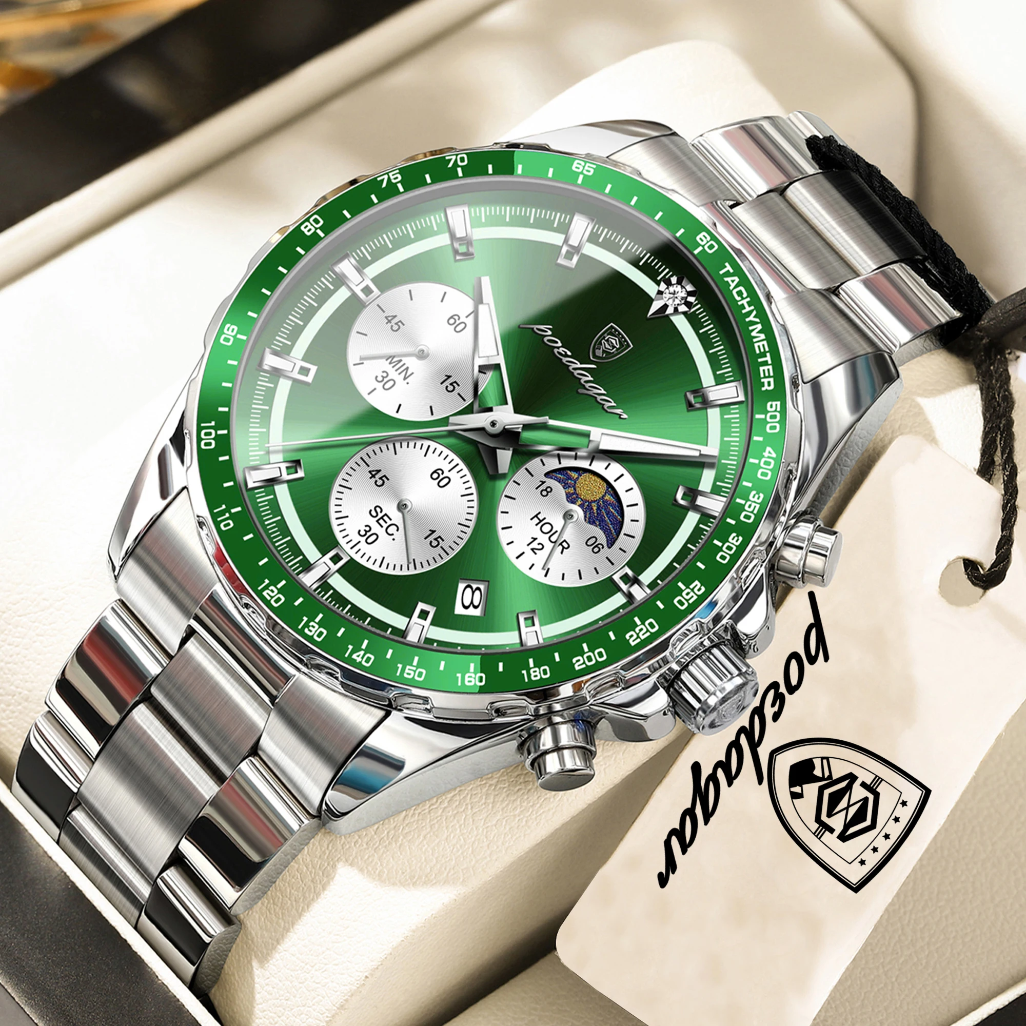 Men's Luminous Waterproof Chronograph Leather Wristwatch