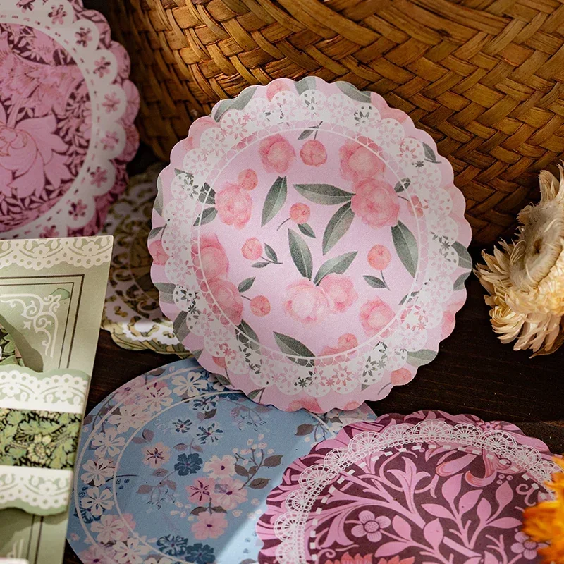 50 Pcs Material SeriesHand Tent Decoration  Lace and wreath Memo Collection of Flowers and Tales Paper 4 Options