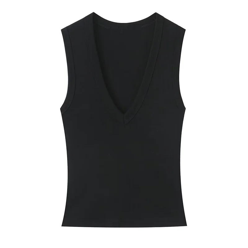 Women's Top 2026 Spring New Style Solid Color Sleeveless Sexy V-Neck Simple Slim Fit Top Casual Fashion Versatile