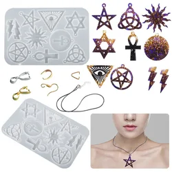 Pentagram Magic Array Straw Topper Silicone Mold Pendant Keychain Epoxy Resin Mold for Necklace Charms Jewelry Making Crafts DIY