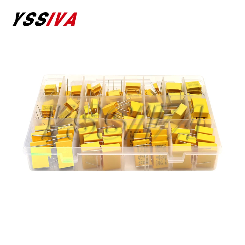 160pcs Polypropylene Film X2 Safety Capacitor Assorted Kit 275VAC 18Values 102K-225K 1NF-2.2UF Sample Set