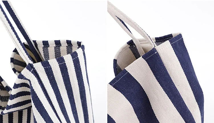 Striped Big Canvas Tote Bag for Women Summer Beach Classical Fabric Soft Large Handbag 2024 Female Large Casual Top-handle Bag