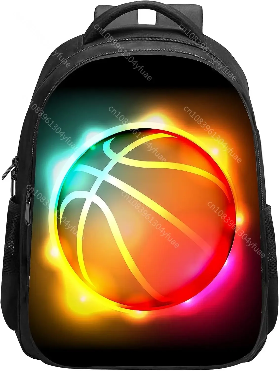 Basketball Backpack for Kid Boy,Colorful Oil Painting Basketball Ball Print Lightweight School Bookbag Junior Student Daypack