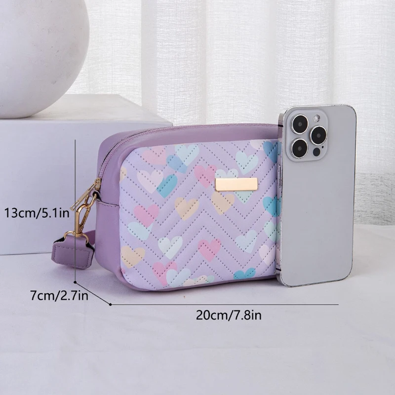 Women Quilted Small Purple Crossbody Bag,Mini Ombre Chevron  Graphic Shoulder Bag,Casual Square Handbag ,2024 New Bag For Women