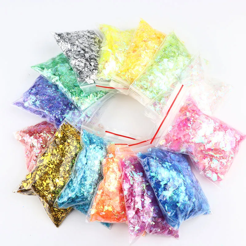 10G Irregular Shell Paper Powder Nail Polish Sequins for Manicure Glitter Nail Peeling Pigment Supplies Color Nail Stickers