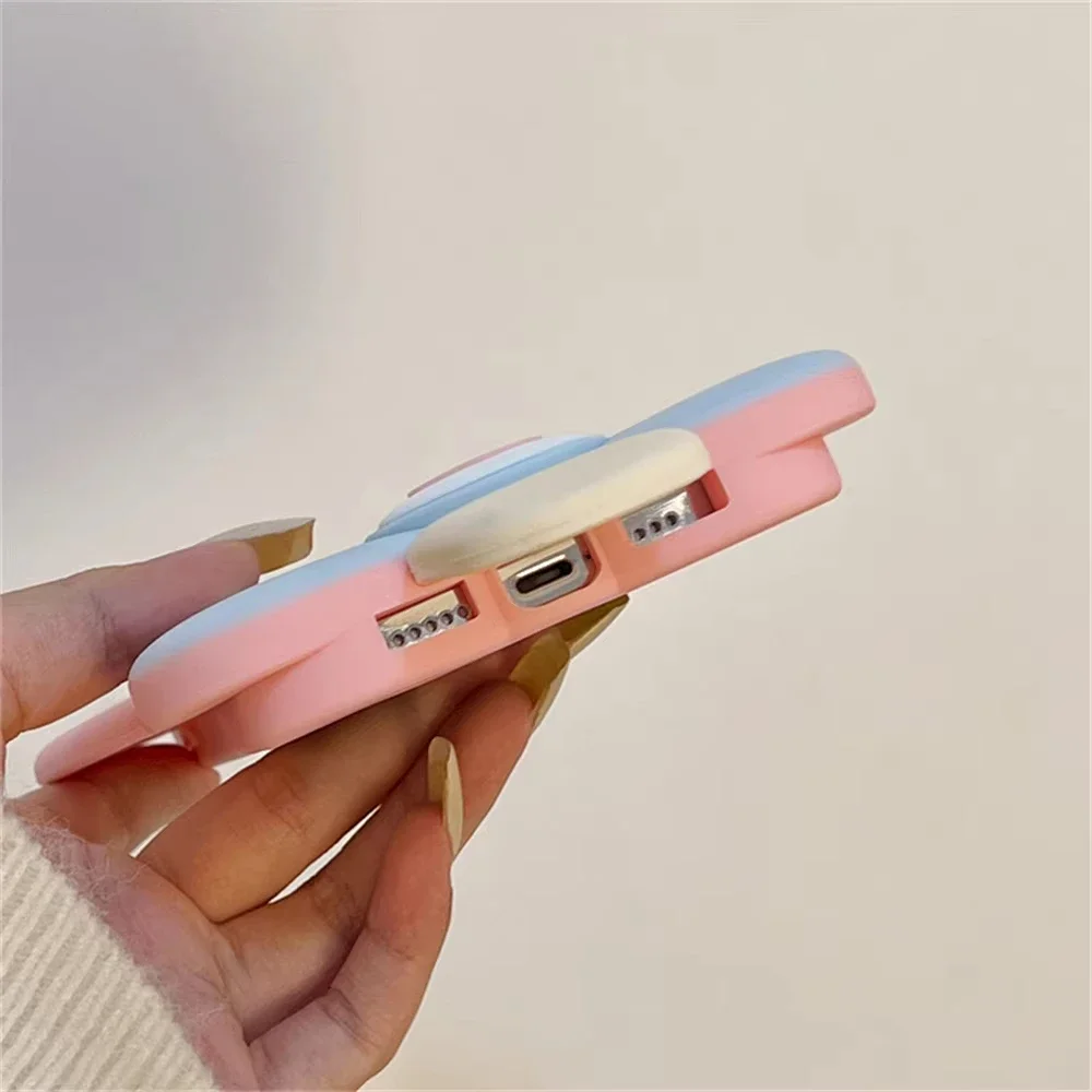 Korean Cute 3D super sweet lollipop pink silicone phone case for iPhone 11 12 13 14 15Pro Max Fun cartoon protection soft cover