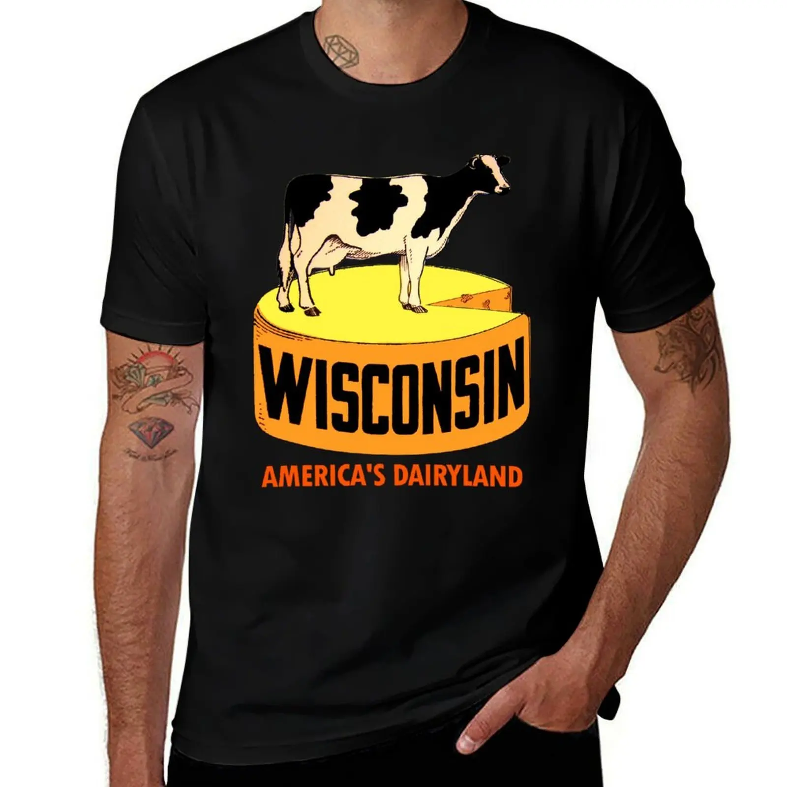 

Wisconsin State Vintage Travel Decal T-Shirt t shirts cotton 100% t shirts for man cotton man t shirt summer T-Shirt
