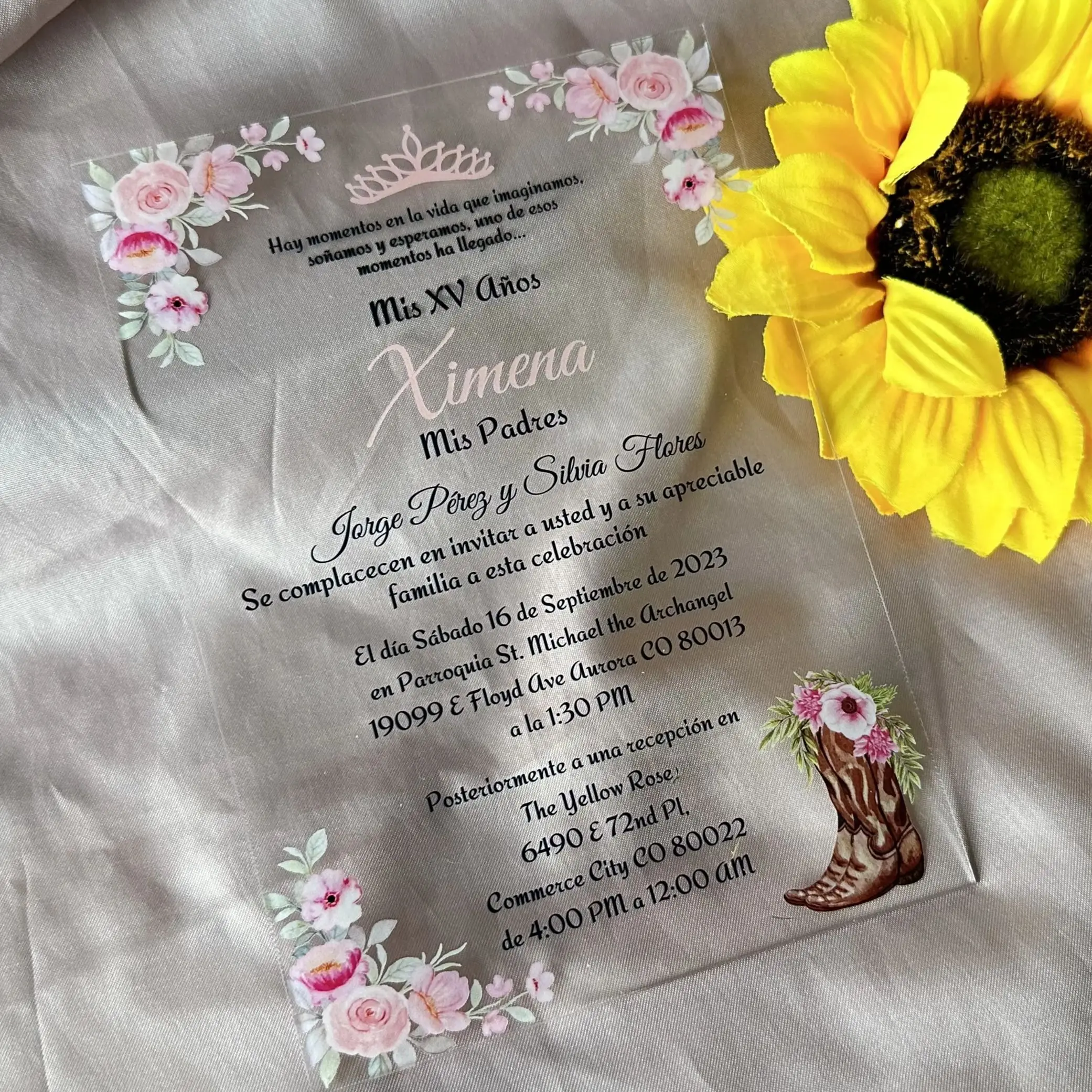 

10pcs Custom Transparent Acrylic Quinceanera Invitation Wedding Invite Luxury Unique Invite for Party Gift Favor Decoration