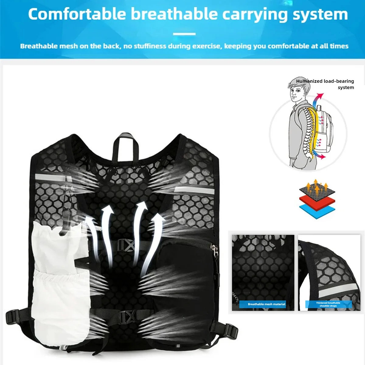 Professional Cross-Country Running Vest Backpack, Water Bag, Breathable Marathon Outdoor Gear, Water Bottle Bag, Cross-Country Running Backpack, Desert Hiking