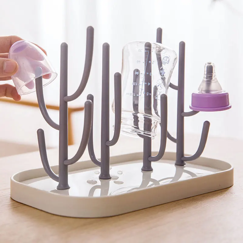 

New Baby Bottle Drying Rack, Infant Bottle Draining Rack, Blue and Pink Bottle Cleaning and Drying Storage Rack