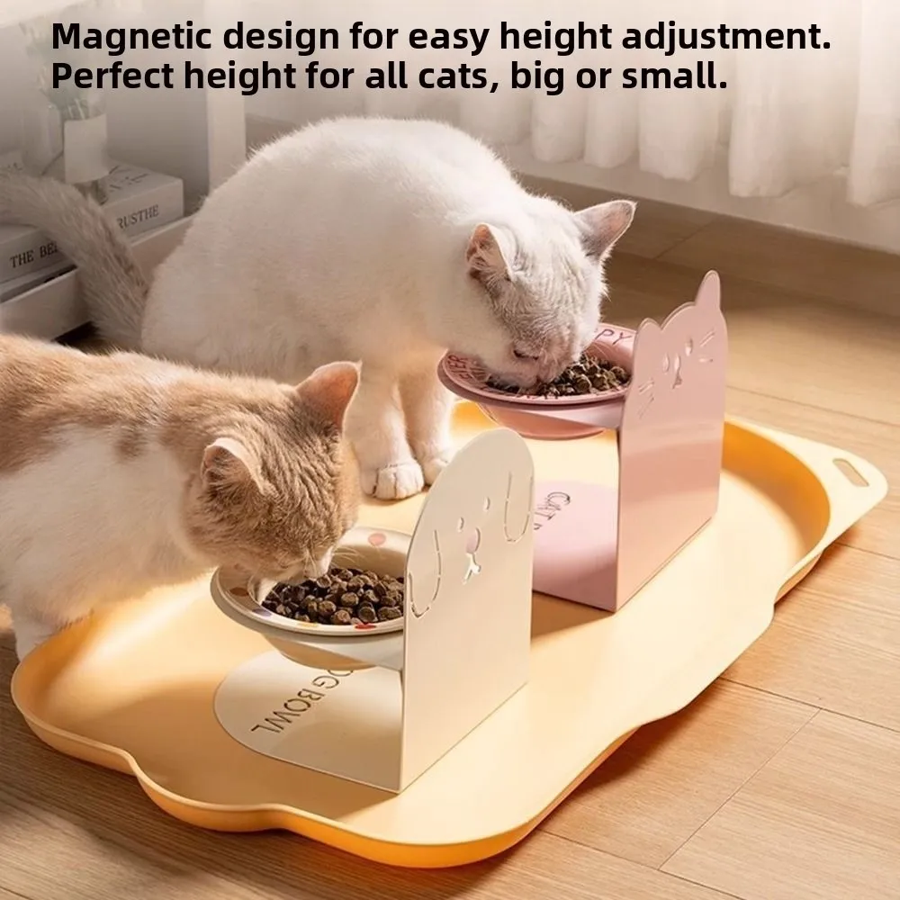 

Anti Vomiting Ceramic Cat Bowl Anti Slip Inclined Elevated Cat Water Bowl Anti Overturning Detachable Cat Feeding Station