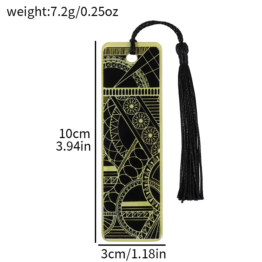Vintage Art Deco Acrylic Bookmark with Tassel, Geometric Black Gold Page Marker, Luxury Reading Gift for Women Book Lovers - view 6