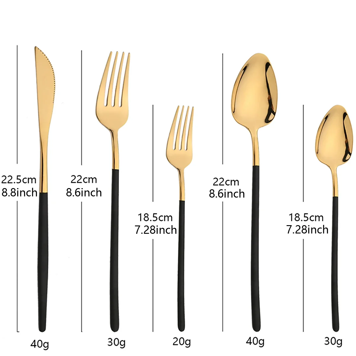 30Pcs Dinnerware Sets 18/10 Stainless Steel Cutlery Knife Dessert Fork Spoon Tableware Black Gold Flatware Kitchen Silverware