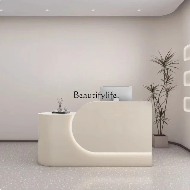 

Simple Clothing Store Cashier Counter Cream Style Front Desk Reception Desk