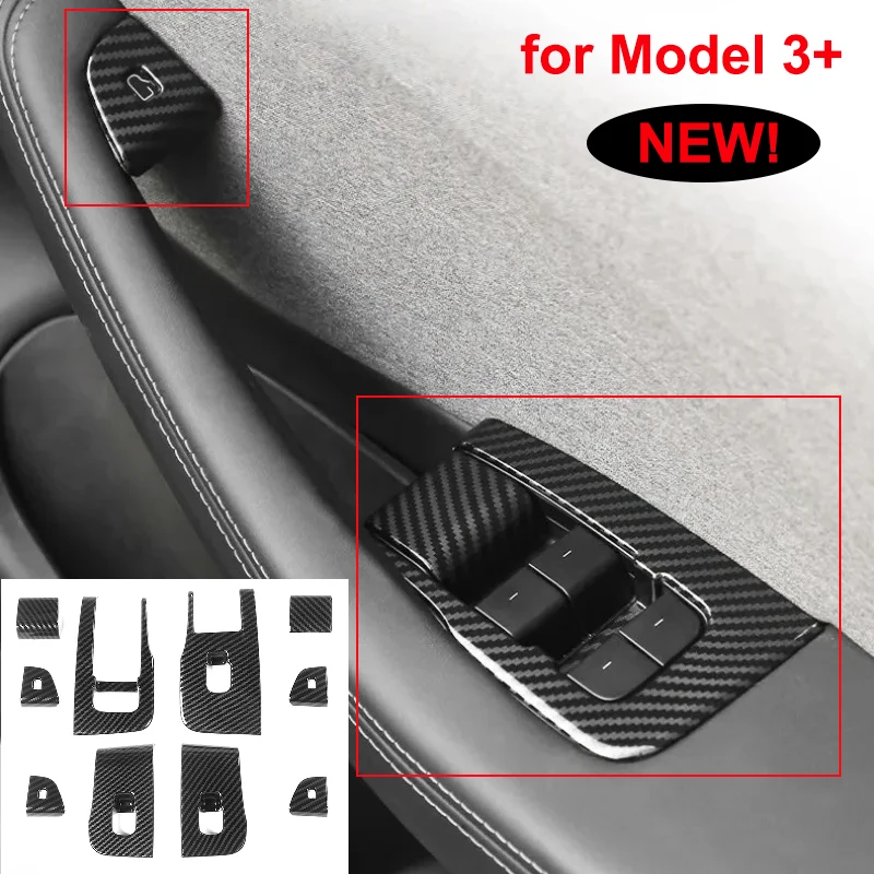 for Tesla New Model 3 Highland 2024 Window Lifter Switch Buttons Decal Sticker Door Open Handle Lift Control Panel Cover Protect