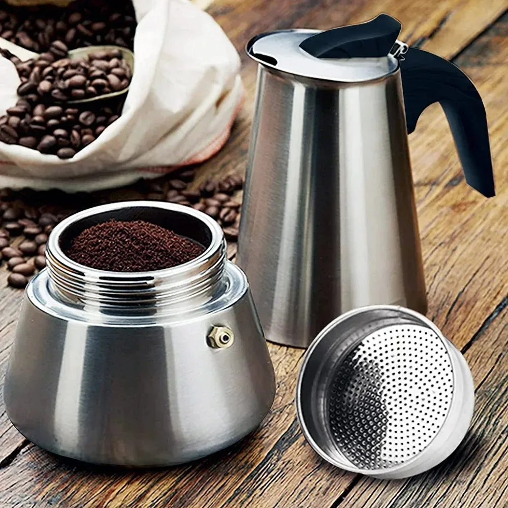 100-600ML Moka Pot Coffee Pot Rapid Stovetop Coffee Brewer Kettle Latte Stove Classic Coffeeware Barista Kitchen Accessories