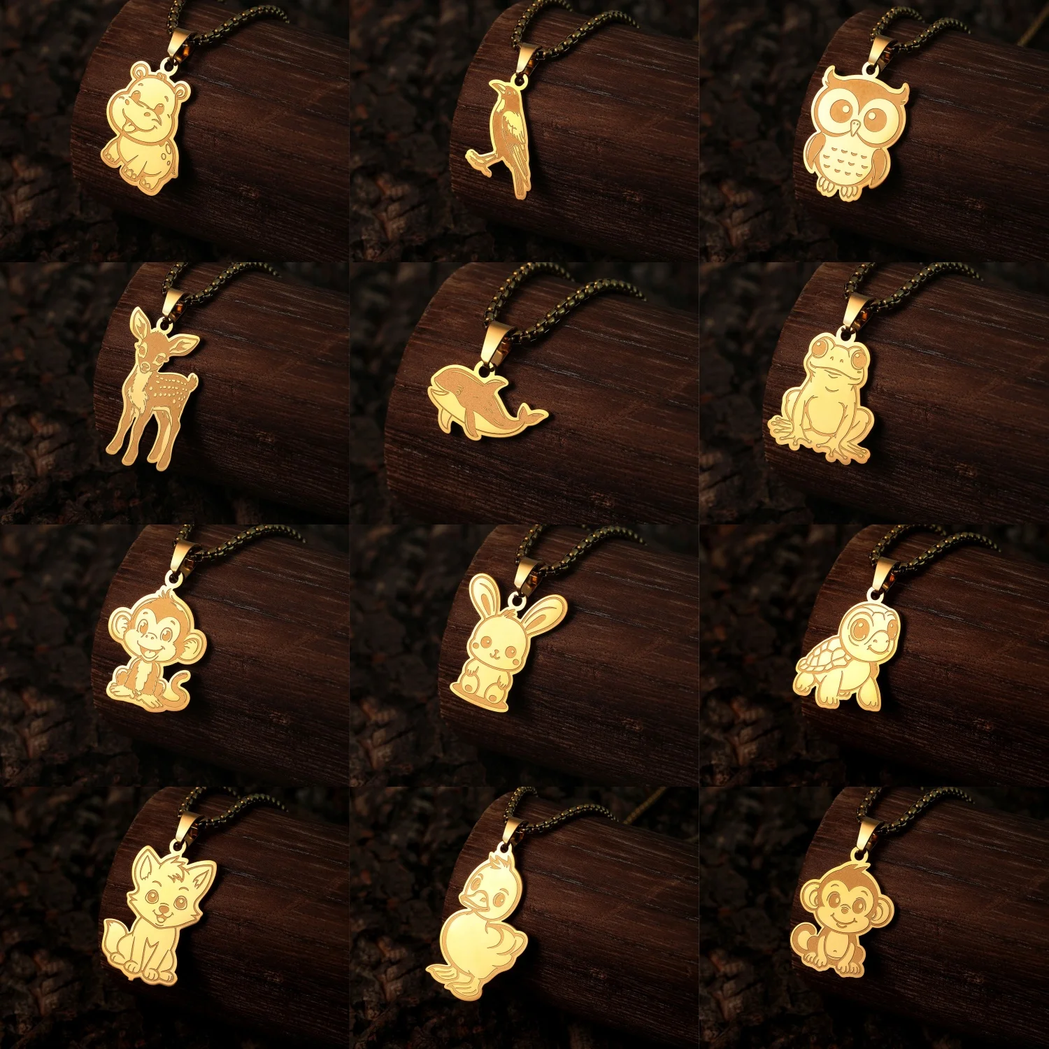 Collares de pájaro, ciervo, conejo, tortuga, gato, joyería de acero inoxidable, colgante de Animal, gargantilla, cadena para el cuello, regalo de amistad para amantes para mujeres
