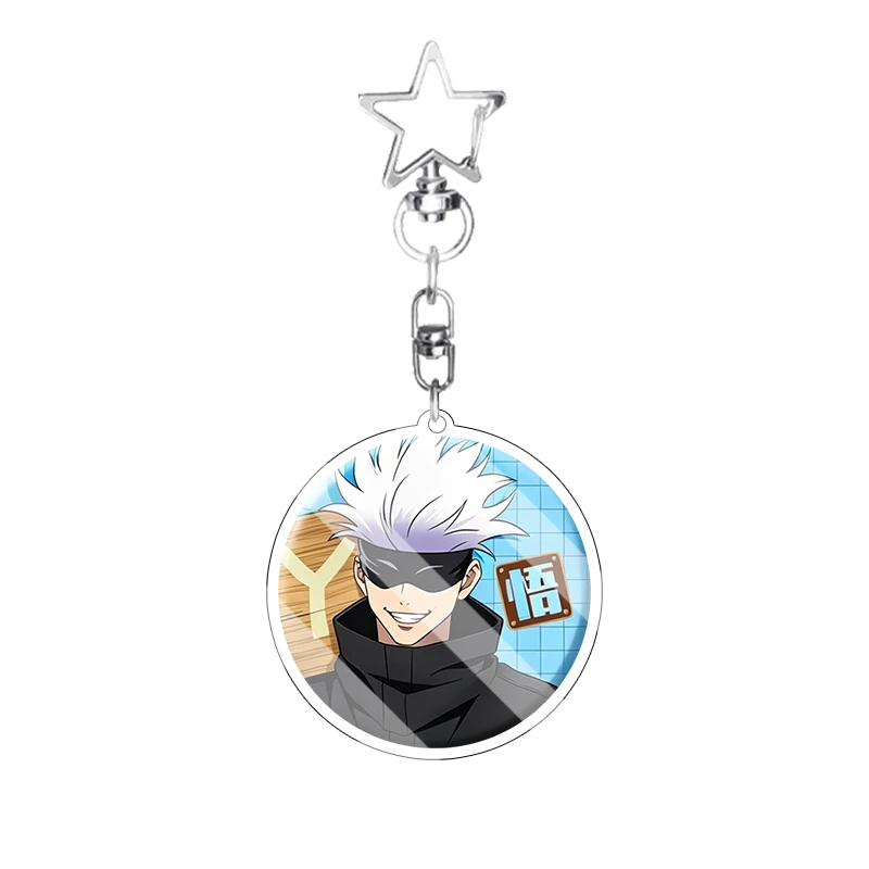 Anime Jujutsu Kaisen Round Acrylic Keychain Satoru Gojo Kasumi Miwa Choso Cartoon Pendant Decoration Figure Bag Charm Key Ring view 3