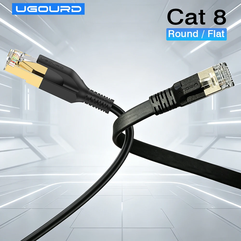 UGOURD Cat8 Ethernet Cable Low Latency SFTP Shielded LAN Patch Cord 40Gbps 2000MHz Gold Plated RJ45 Internet Network Cable POE