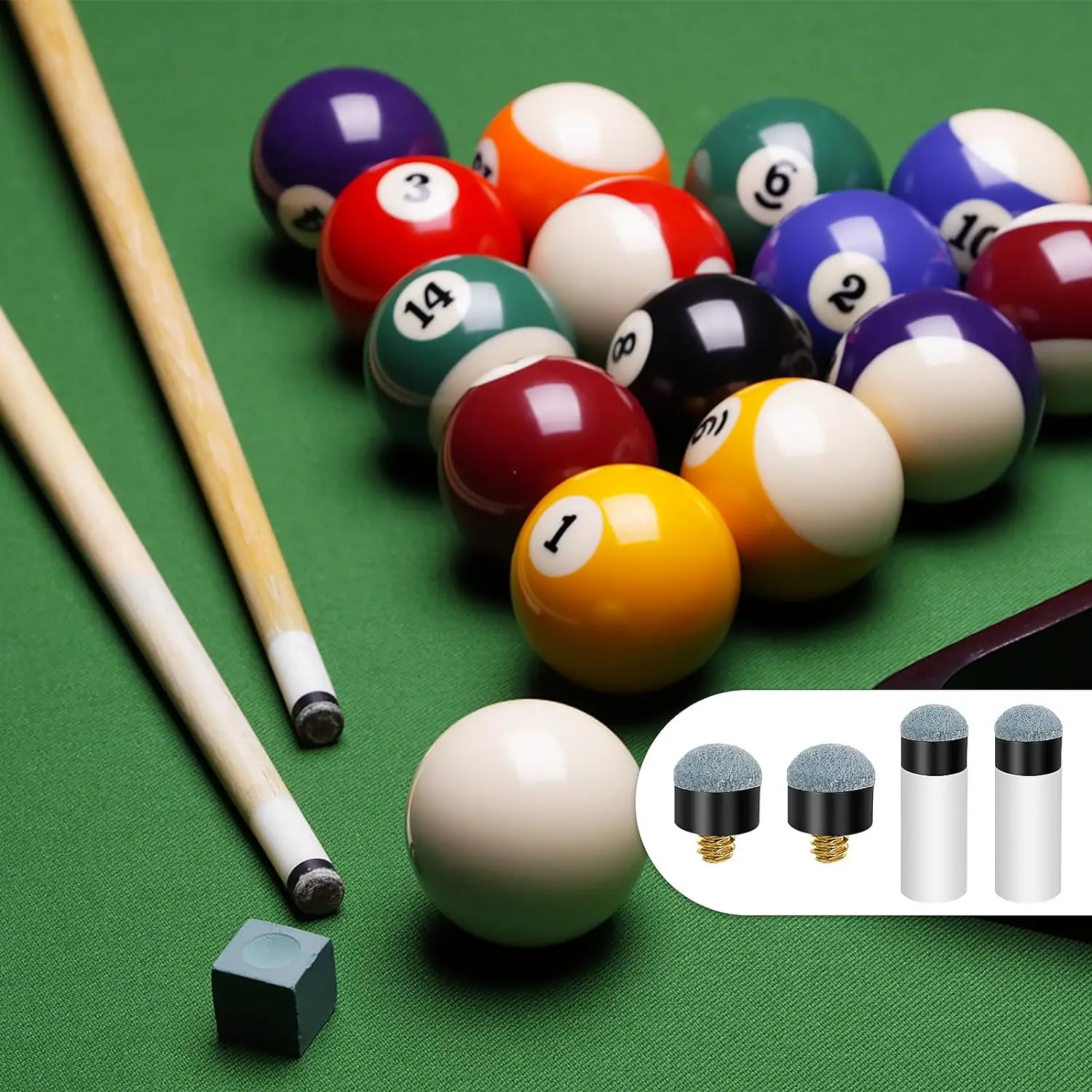 5/10Sets Billiard Cues Tips Replacement with White Pool Cue Stick Ferrules 12mm Screw On Pool Cue Tips Billiard Cue Accessories