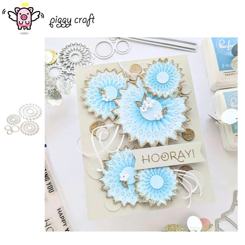 Piggy Craft metal cutting dies cut die mold Rosette frame Scrapbook paper craft knife mould blade punch stencils dies