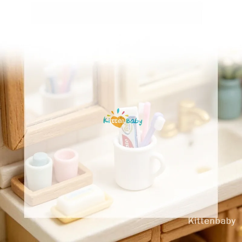 

1 Set Doll House Furniture Accessories Toy 1/12 Dollhouse Miniature Mini Cup Toothpaste Toothbrush