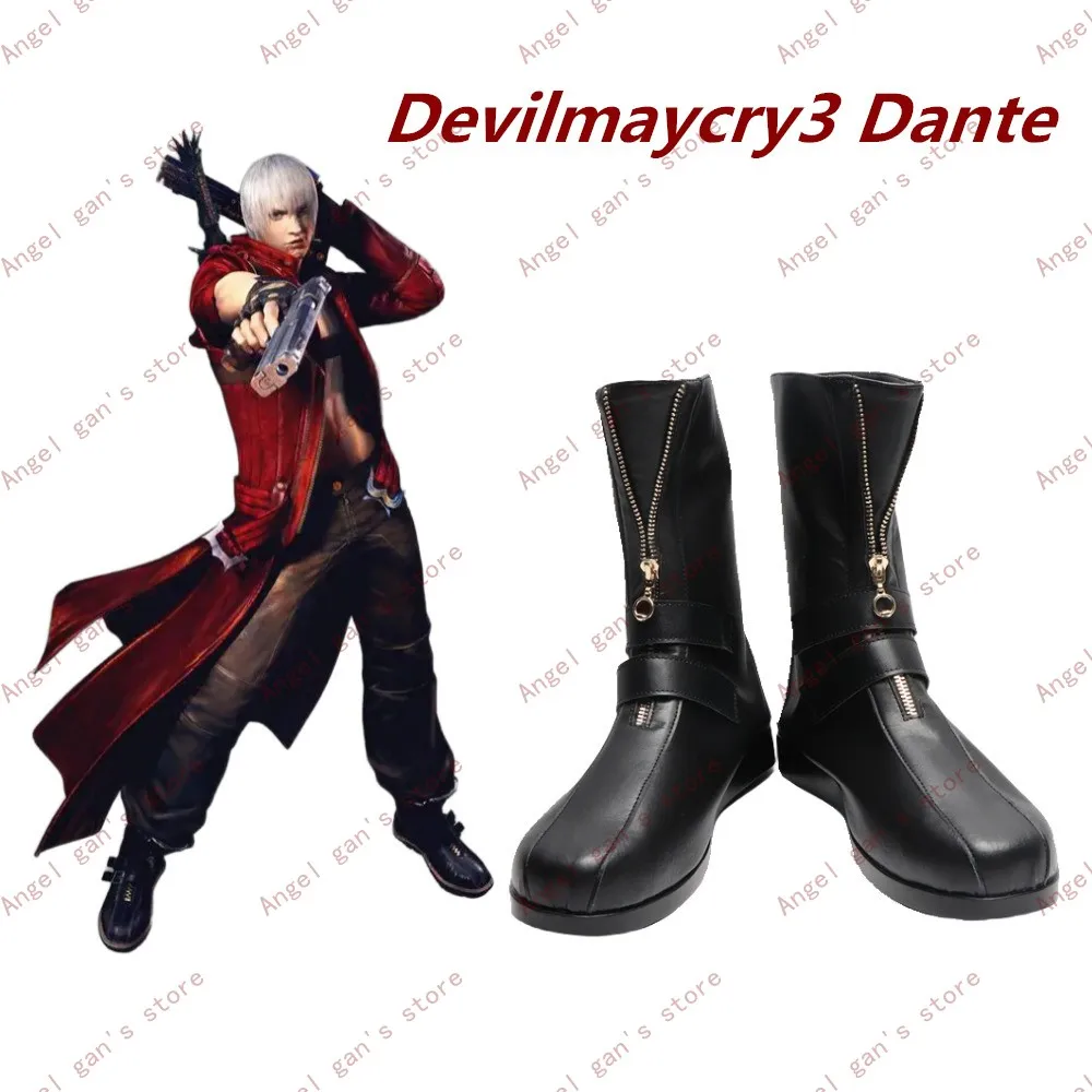 

Devilmaycry 3, костюм Данте, обувь для косплея, черные ботинки ручной работы из искусственной кожи для Хэллоуина
