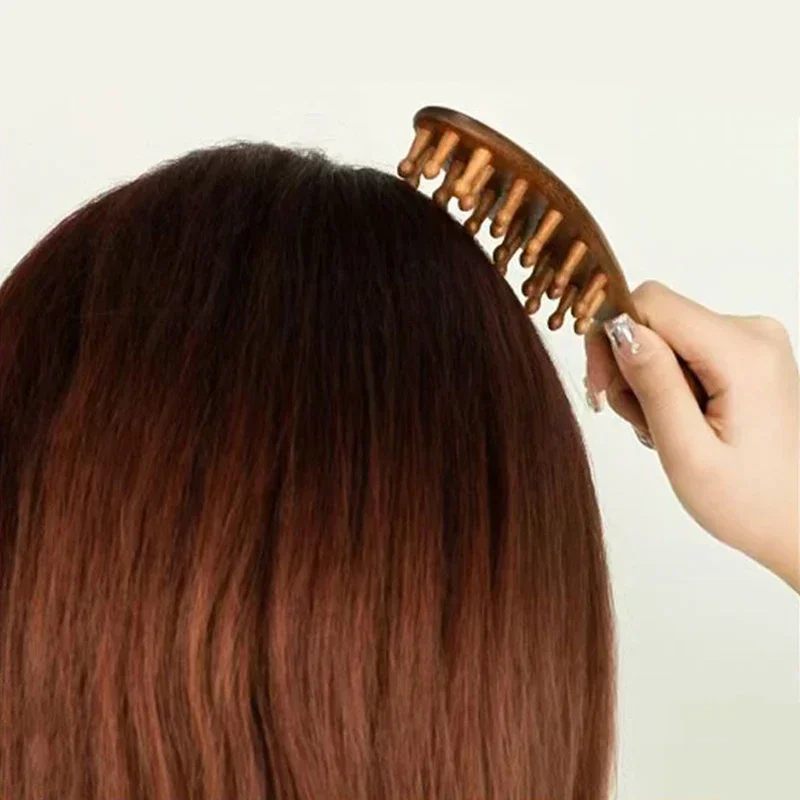 الذهبي خشب الصندل مشط رئيس ميريديان أمشاط خشب الصندل الطبيعي مقبض طويل مشط متعدد الوظائف إدراج تدليك الأسنان مشط 22 الأظافر #2