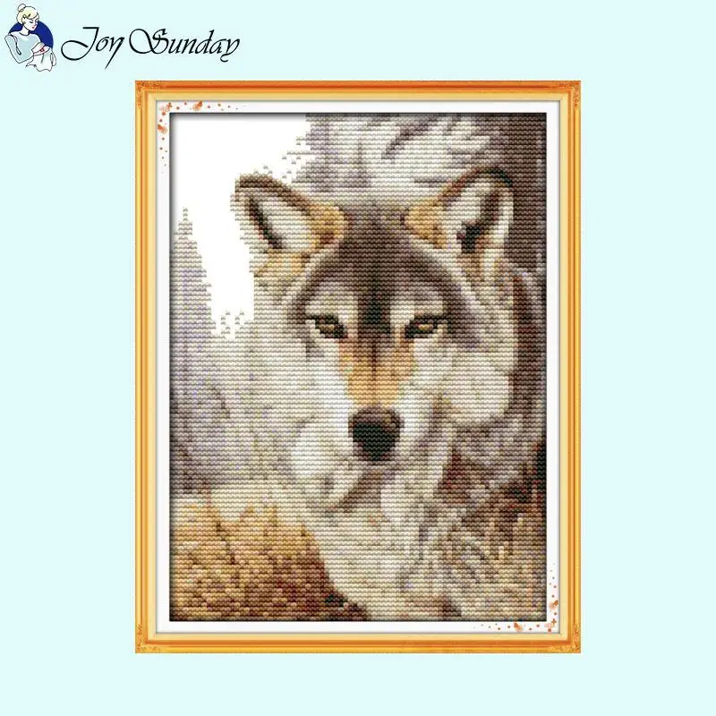 Wolf Series Animal Patterns Zestaw do haftu krzyżykowego Aida 14ct White 16ct 11ct Canvas Print Tkanina Zestaw do szycia DIY Haft Home Decor