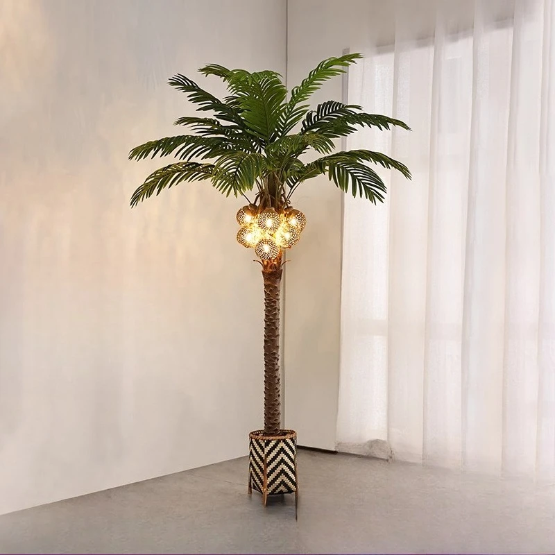 

Simulation coconut tree floor lamp interior decoration simulation green plant bonsai decoration