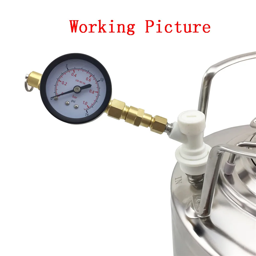 

Шаровой клапан, сброс давления, клапан с манометром 0-15psi для домашнего пивоварения, пивоварения, оборудование для карбонатора