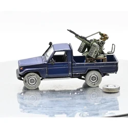 AM 1:72 Scale Plastic Blue Two Door Pickup Truck+ZPU-2 Transmitter Toys Cars Model Classics Adult Souvenir Gifts Static Display