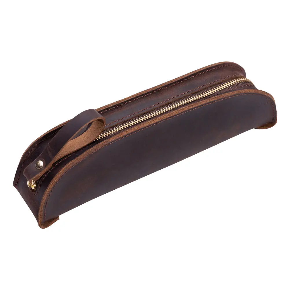

Pen Pouch Retro Design Handmade Genuine Zipper Case Fountain Pens Holder College Office Use Luxury
