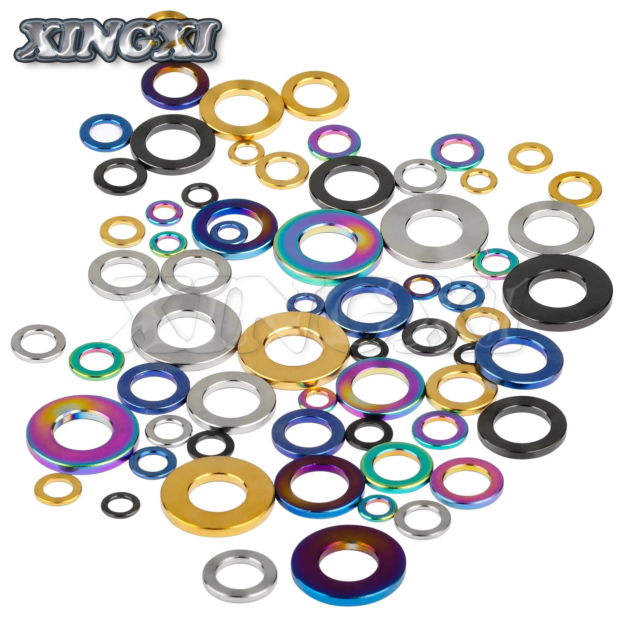 Xingxi M4 M5 M6 M7 M8 M10 Titanium Flat Washer DIN912 Ti Spacer for Bicycle Motorcycle Parts