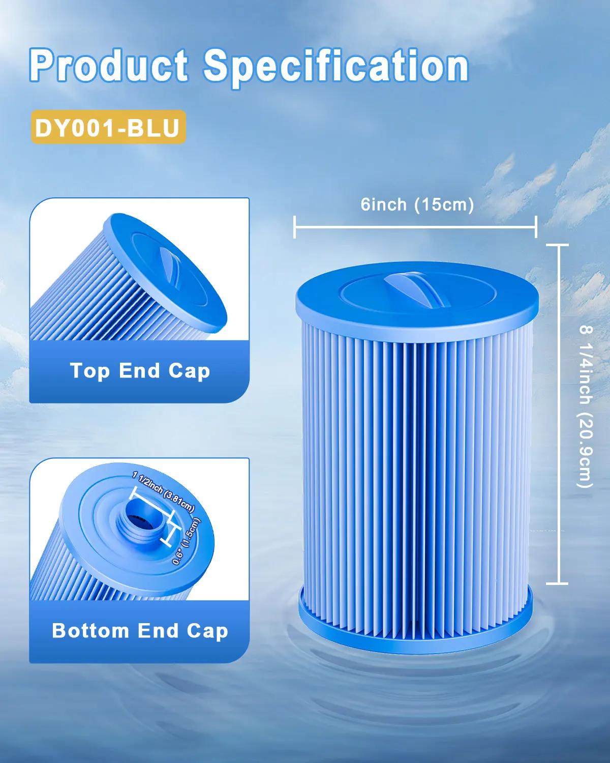 SPA Hot Tub Filter 2 Pack 50 Sq.Ft Pleated Filter Replacement for PWW50P3-M 6CH-940 FC-0359