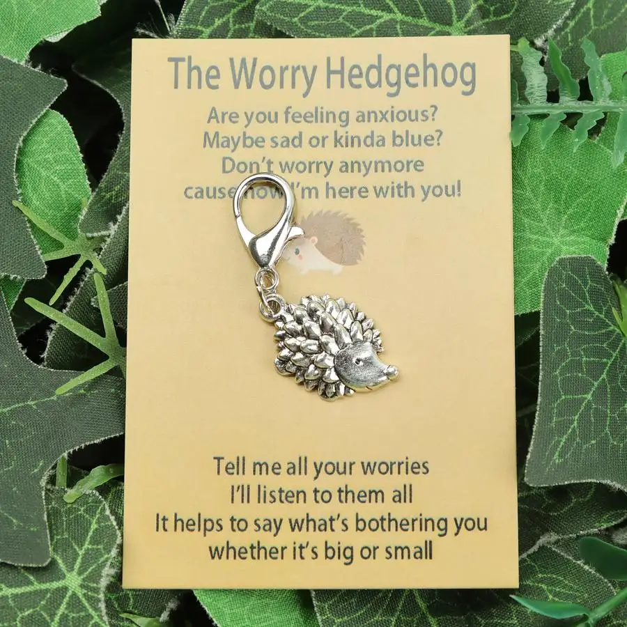 1/5/10/20/50/100pcs Cartoon Alloy Hedgehog Keychain with Inspirational Message Card - Cute Hedgehog Design, Perfect for Christma