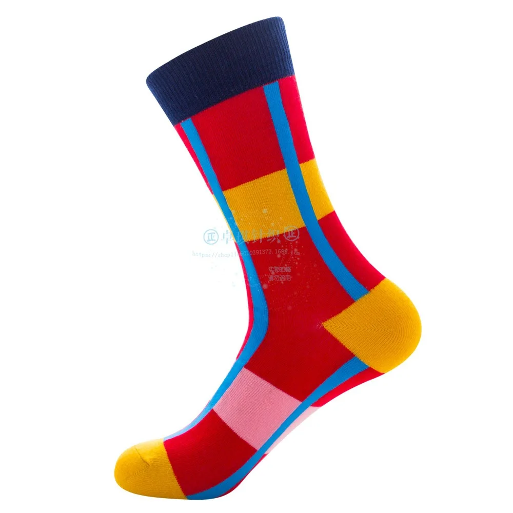 Red, yellow, Gray Grid, Luo Kou dark green vertical bar, pink vertical bar, blue vertical bar men and women socks  ZQ-002