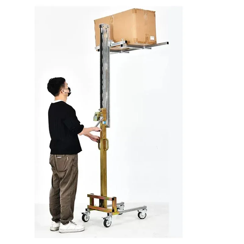 Hand Stacker Wire Rope Winch Light Manual Loading and Unloading Forklift Bearing 80KG Warehouse Logistics Handling Forklift