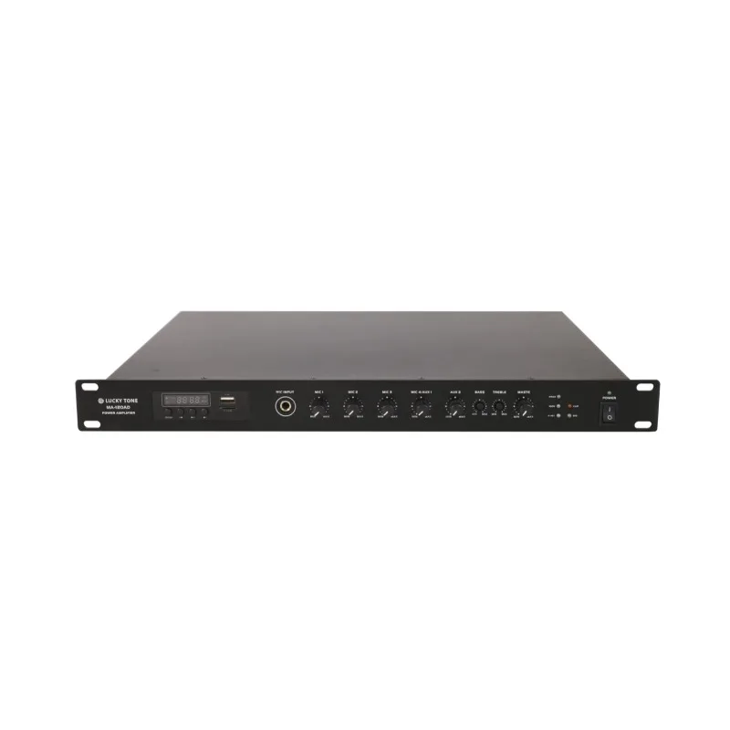 6-input USB/SD/MIC-input 120W PA Class D Bluetooth DSP Mixer Amplifier for PA System, Home Audio System, Commercial, School, etc