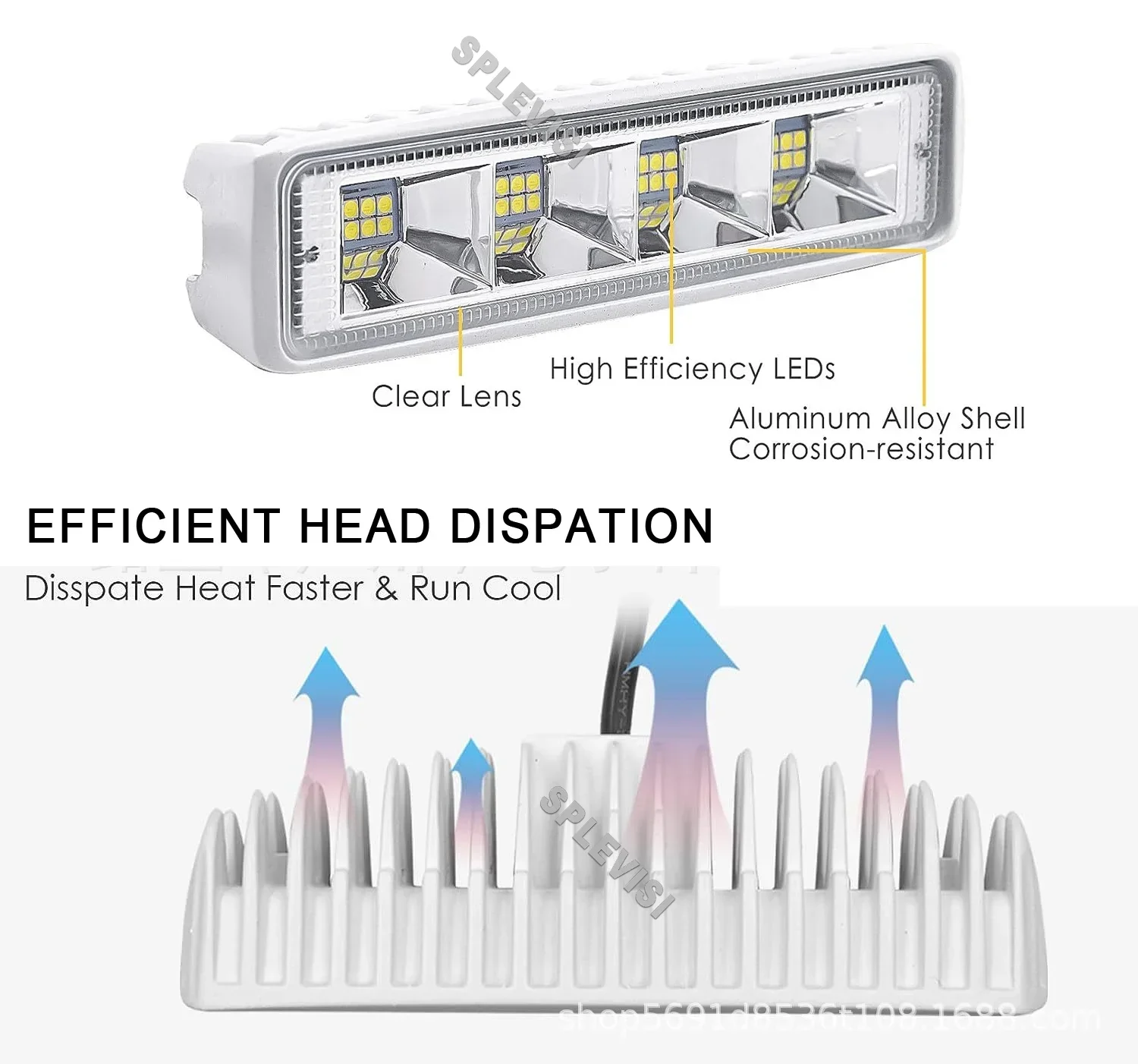 2x 12/24 V  6 inch Waterproof Led Boat Spotlights Deck/Dock Marine Lights for Cruise Ships Yachts Boats Sailboat Pontoon Transom